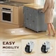 image 7 of HOMCOM Kitchen Island on Wheels, Rolling Kitchen Storage Trolley with Rubber Wood Top, Drawers, Adjustable Shelves, Towel and Spice Rack for Dining Room, Grey
