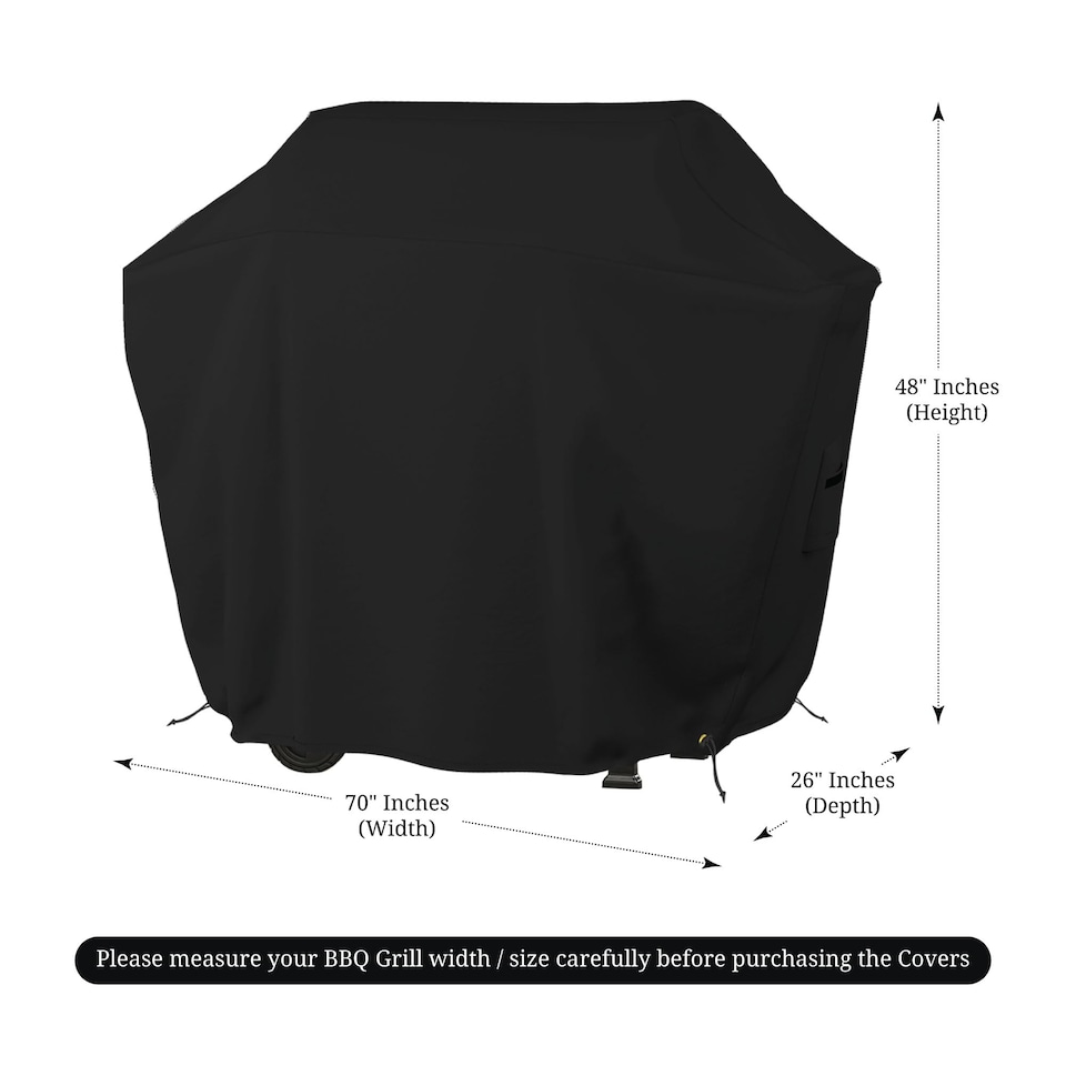 image 1 of Covers&All BBQ Grill Cover, 12 Oz Waterproof UV & Weather Resistant, Outdoor Cover with Air Vents, 70 in x 70 Inch, Black