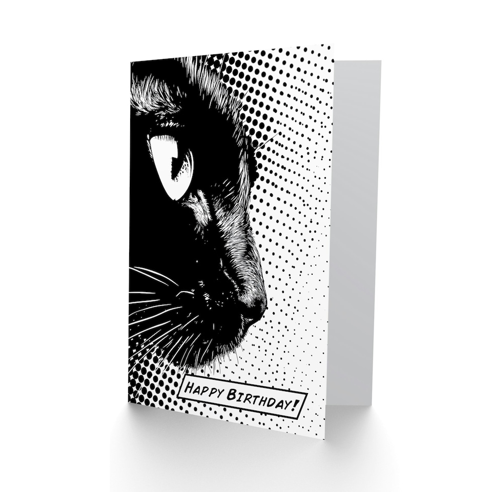 image 1 of Pop Art White Comic Animal Lover Man Woman Girl Birthday Card