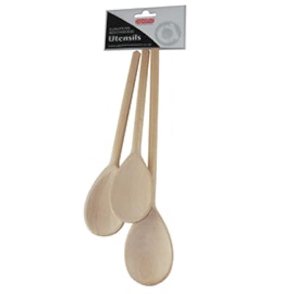 Beech Wooden Spoon Three Piece Set 8", 10", 12"