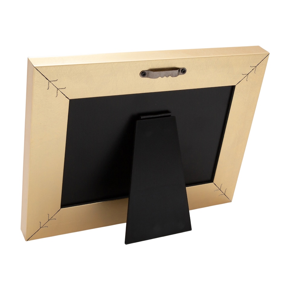image 1 of 50th Anniversary Picture Frame in Matte Black with Brushed Gold Trim | Gold | One Size