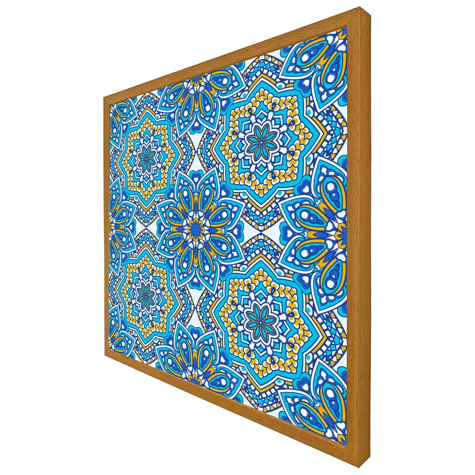 image 1 of Floral and geometric embellished tiles (Picutre Frame) White | M