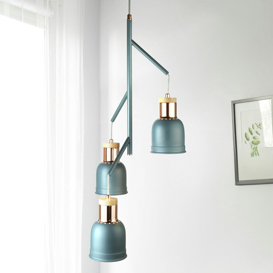 image 1 of Barham 3Lt Pendant - Grey & Copper Metal