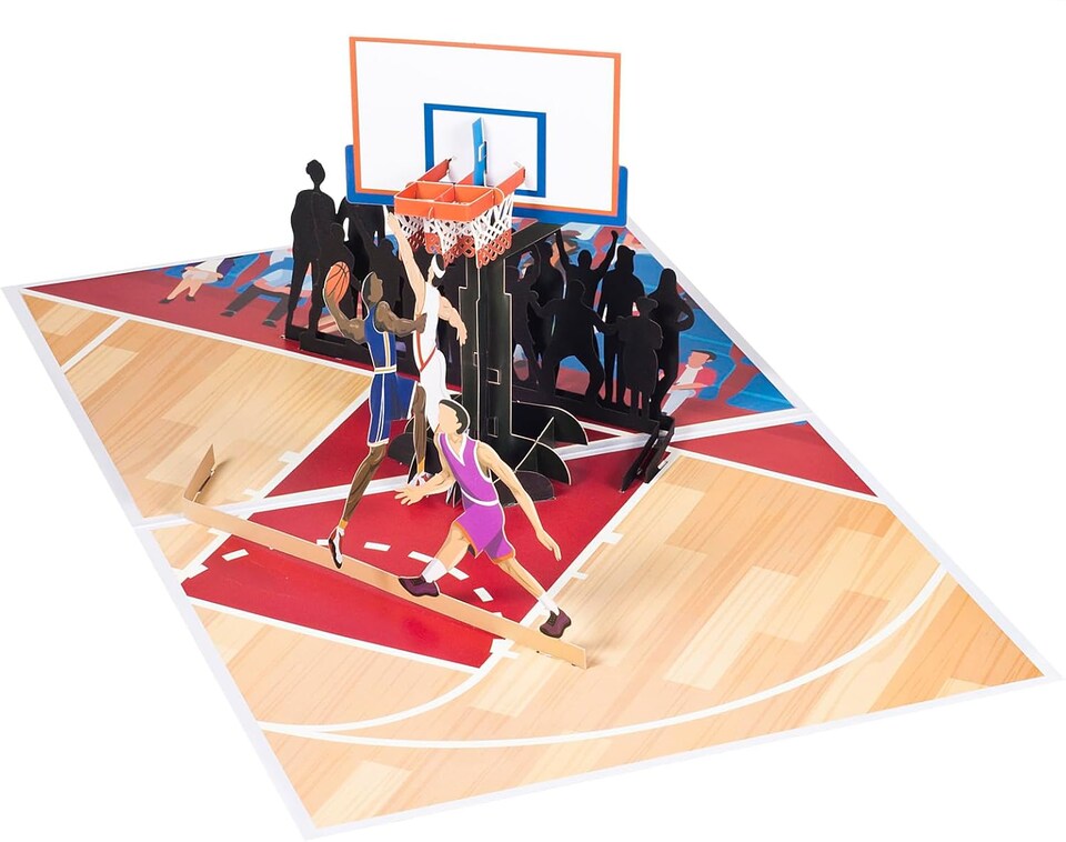 image 1 of Basketball Players 3D Pop Up Greeting Card