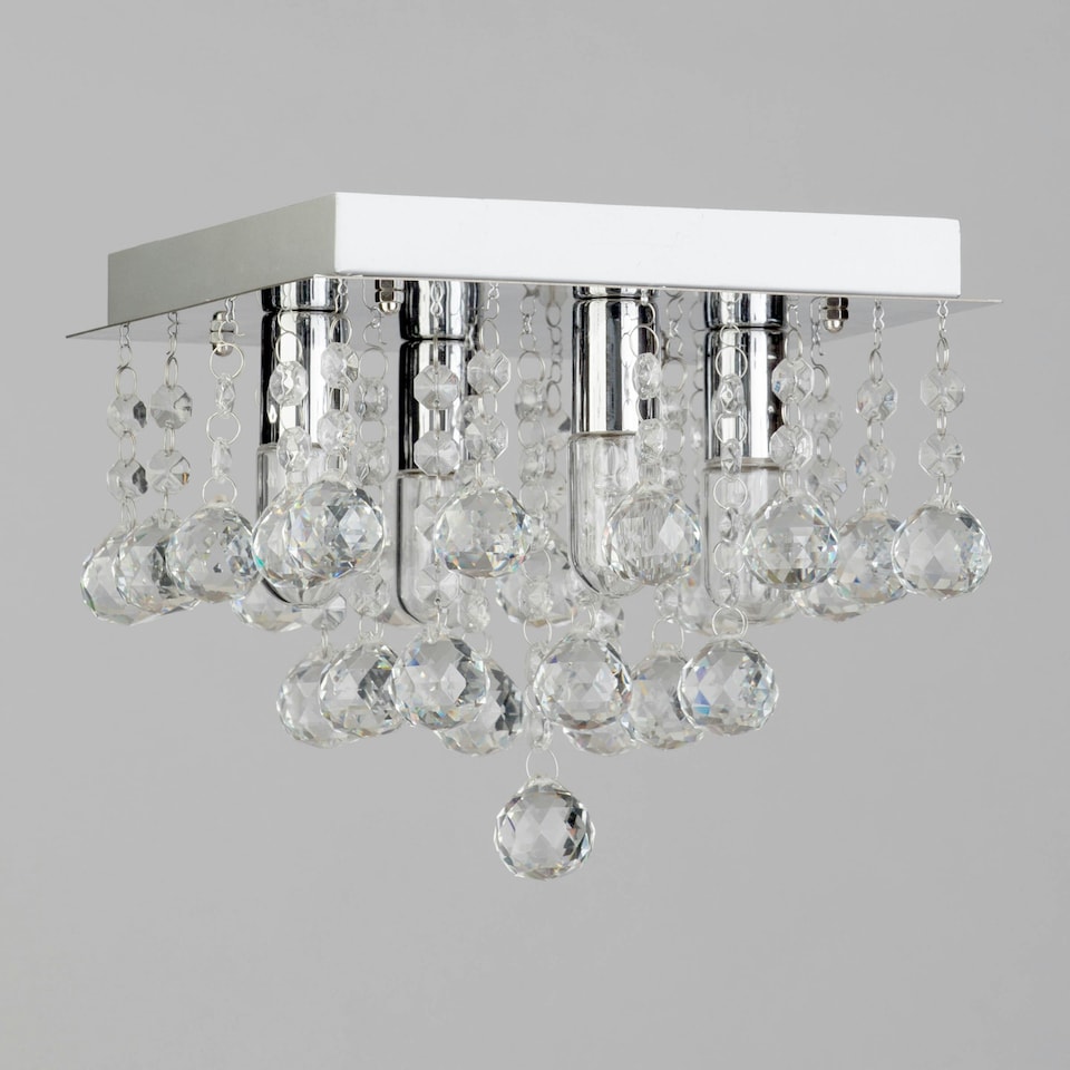 image 1 of BHS Tampa Small Bathroom Flush Ceiling Light, Chrome