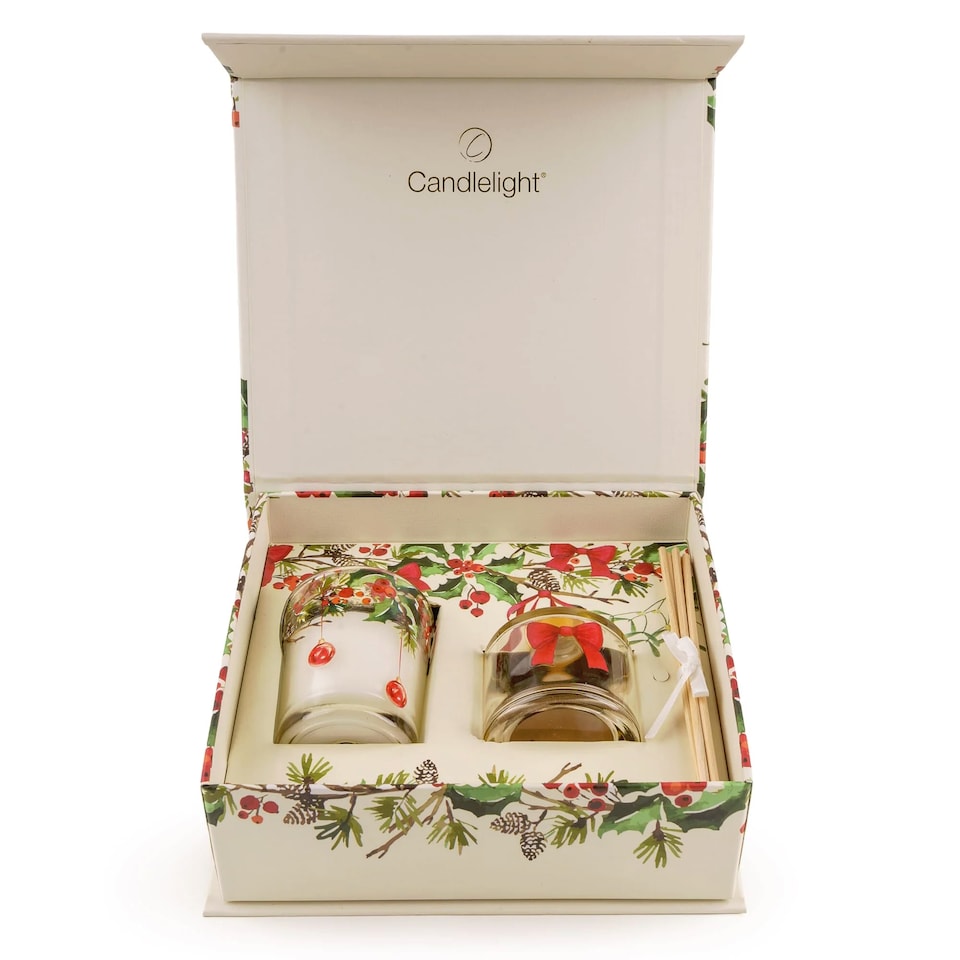 image 1 of Candlelight Christmas Mistletoe and Pine Reed Diffuser & Scented Candle Gift Set