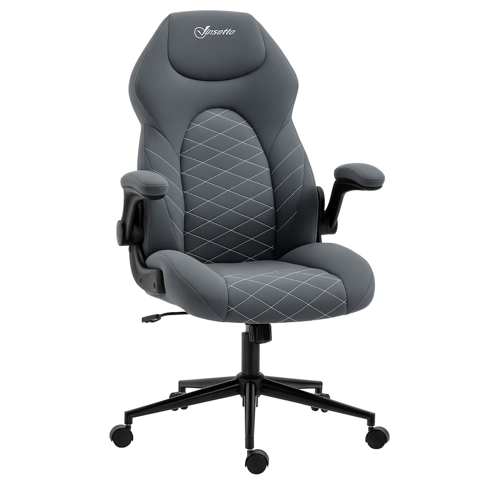 image 1 of Vinsetto High-Back Home Office Chair w/ Flip Up Armrests Swivel Seat Dark Grey