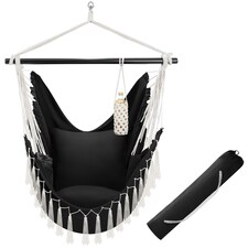 Hanging Chair Malika, Boho Style, Load Capacity 150kg | Black | black | One Size | 1