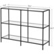 image 2 of 3-Tier Glass Console Table with Steel Frame, Hallway and Living Room Storage Table, Black
