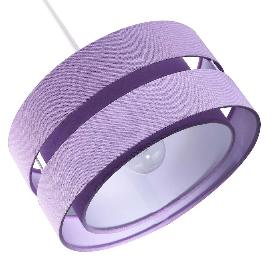 image 1 of Contemporary Quality Lilac Linen Fabric Triple Tier Ceiling Pendant Light Shade | Purple