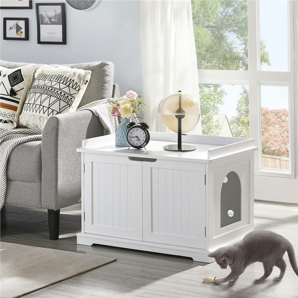 image 1 of Yaheetech Cat Decorative Litter Box White | One Size