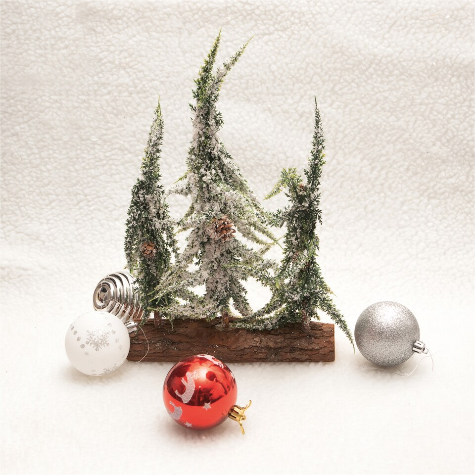 image 1 of St Helens Decorative Snow Finish Christmas 3-Tree Log