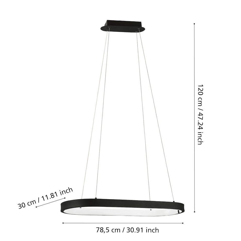 image 1 of EGLO Codriales Modern Black LED Oval Pendant Light WBS Black
