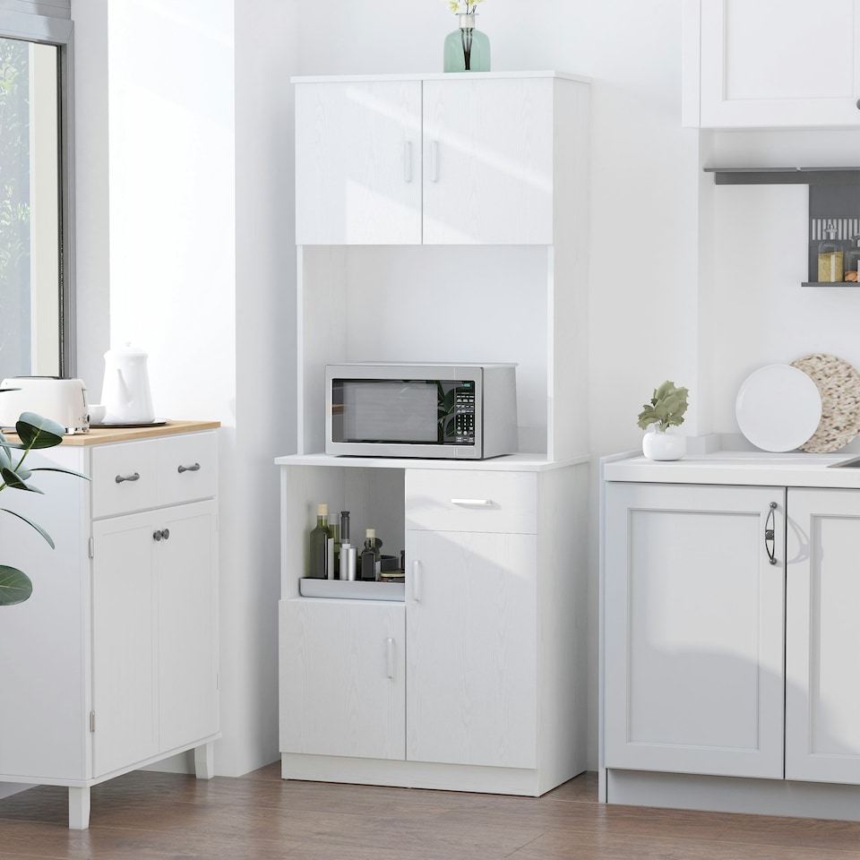 image 1 of HOMCOM Freestanding Kitchen Cabinet Storage Unit Pantry Cupboard, White