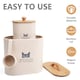 image 3 of CAT FOOD STORAGE CONTAINER WITH SCOOP DRY FOOD TIN RETRO VINTAGE WOODEN LID Cream | Cream