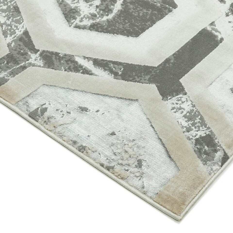 image 1 of Modern Rug, Anti-Shed Abstract Rug for Bedroom, & LivingRoom, Abstract 8mm Thick DiningRoom Rug-80cm X 150cm Silver | 80cm X 150cm