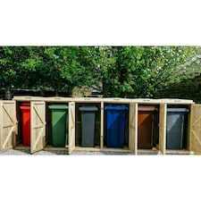 Chatburn Sextet Wheelie Bin Store - Timber - L64 x W355.5 x H120 cm - Fits 6 x 140L Wheelie Bins Brown