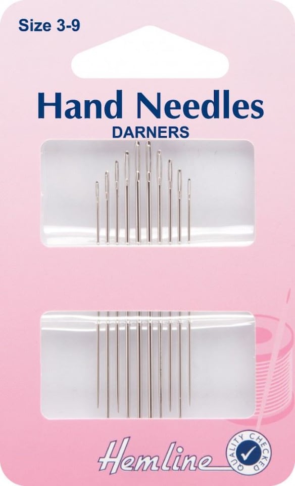 Hemline Darner Needles Size 3-9 for Dressmaking - per pack of 10