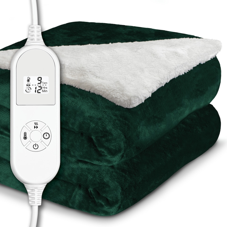 image 1 of Dreamcatcher Green Soft Microfleece & Sherpa Electric Blanket Heated Throw 160x120cm | Green | Green | One Size | 1