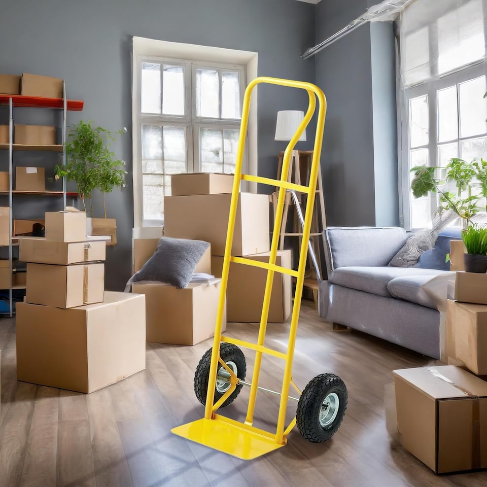 image 1 of 600lb Heavy Duty Sack Truck Industrial Hand Trolley With Pneumatic Tyre Wheels Lifitng Pulling Cart