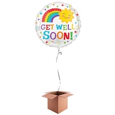 Get Well Soon Sun Round Foil Balloon - Inflated Balloon in a Box