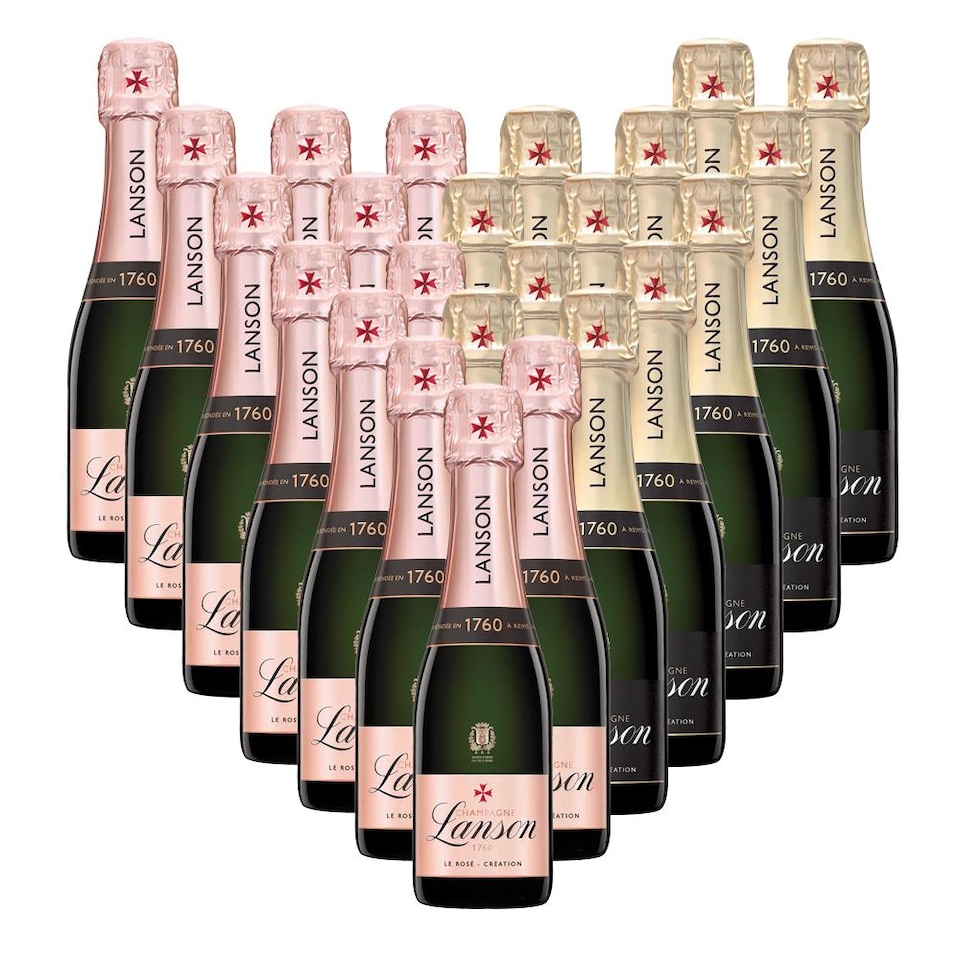 Case of 24 Mini Champagne Lanson Le Rose and Lanson Le Black 20cl