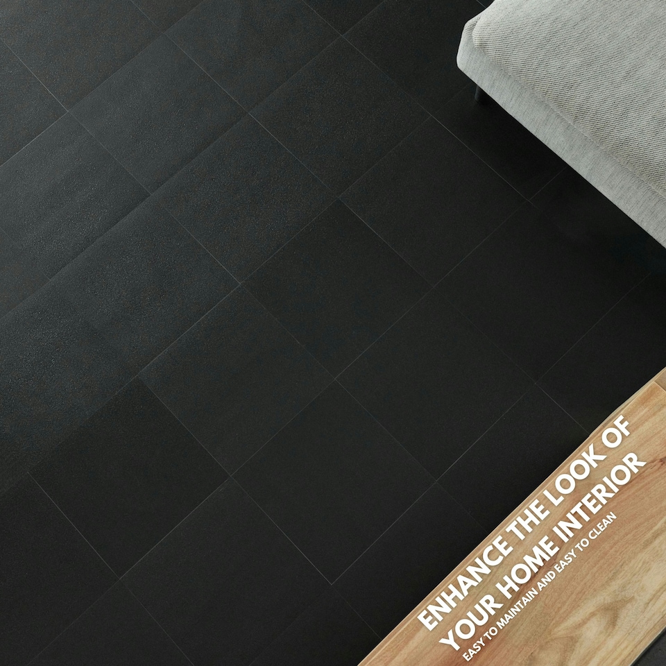 image 1 of NOVECRAFTO Vinyl Floor Tile – Self Adhesive 12x12 in – Black Checkerboard – Peel & Stick for Kitchen, Bathroom & Living Room – Waterproof & Easy DIY Black | 3.72 sqm