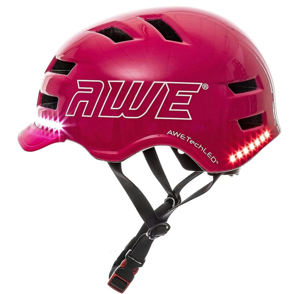 image 1 of AWETech LED USB Rechargeable In Mould Bike Helmet 360 MEGAVisibility Pink Medium 55-58cm Pink | M
