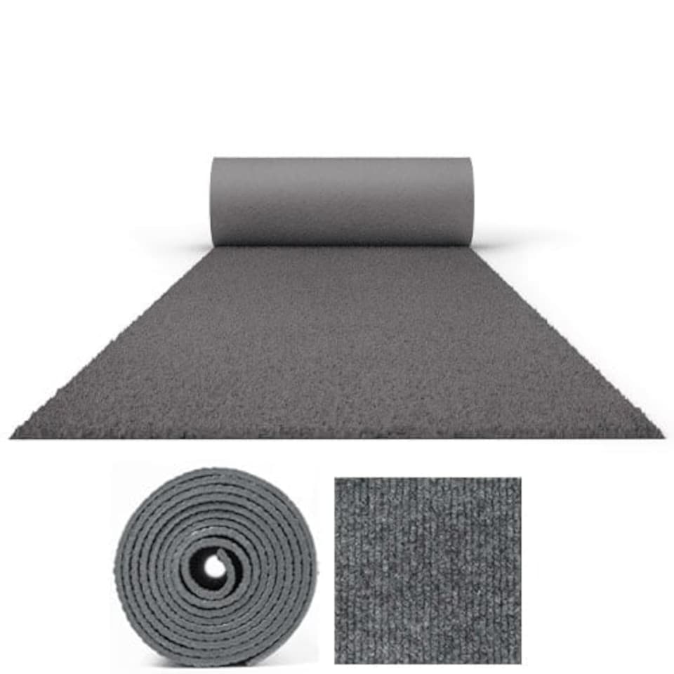 image 1 of 5 Metres Exhibition Quality Ribbed Heavy Duty Grey Carpet Runner 2 Metres Wide