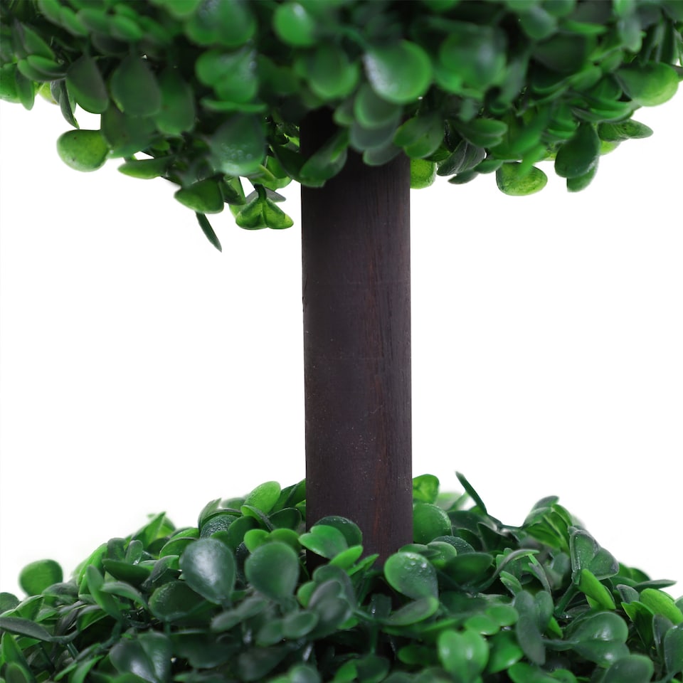 image 1 of Outsunny Set of 2 Artificial Boxwood Ball Topiary Trees Potted Decorative Plant Indoor Decor (112cm)