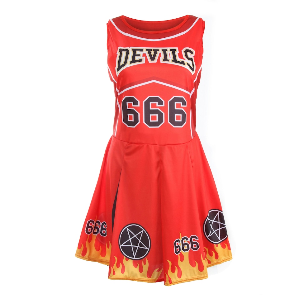 image 1 of Devils Cheerleader Fancy Dress Costume Red | L