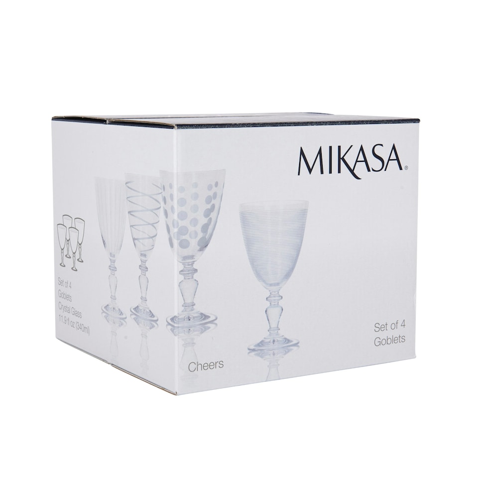 image 1 of Mikasa Wine Glass Set Clear Black Crystal 450ml Set of 4