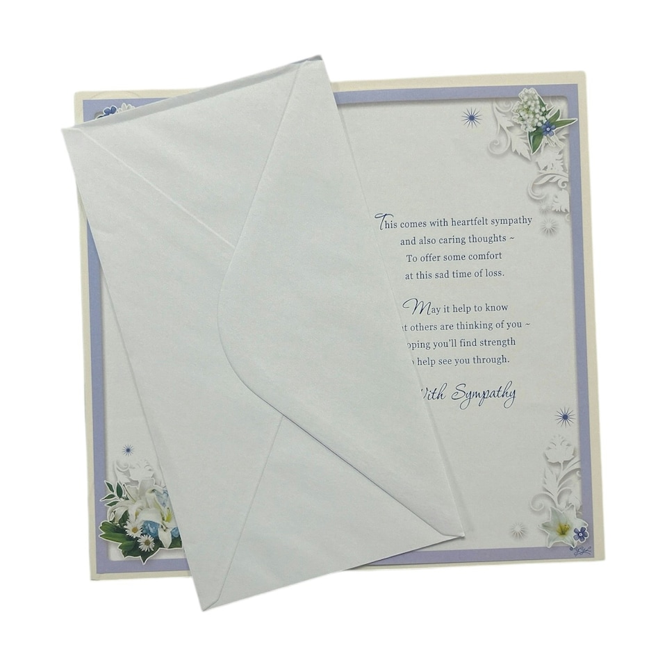 image 1 of Thinking Of You White Flowers Design Opacity Sympathy Card
