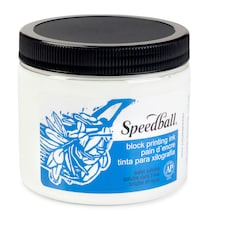 Speedball Water-Soluble Block Ink, White, 16oz