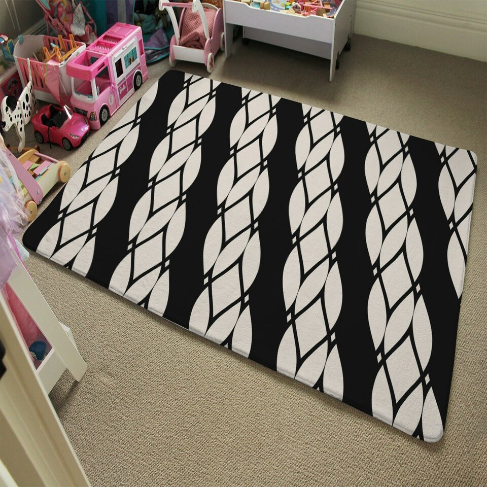 image 1 of Geometric Rope Pattern (Rug) Black | Large: 140x200cm