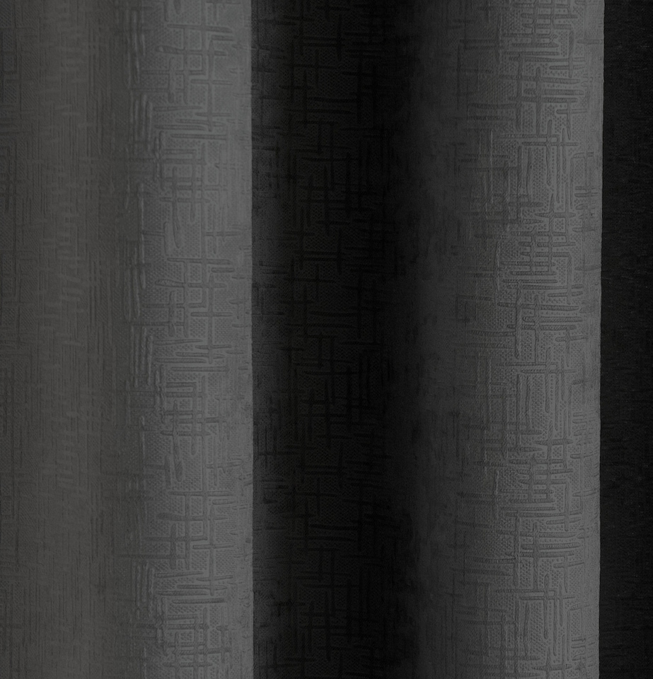 image 1 of Enhanced Living Vogue Black 46 x 72 inch (117x183cm) Eyelet Thermal Noise reducing Dim Out Curtains (PAIR) | Black | Black | 2
