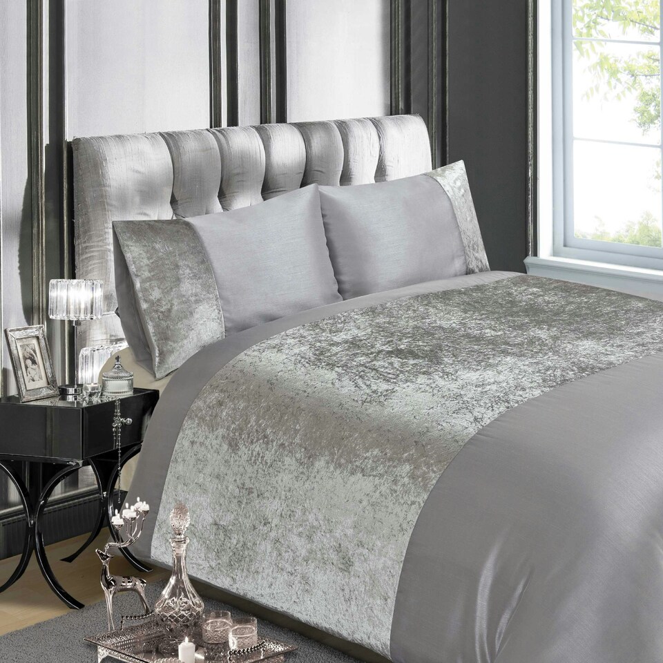 image 1 of Velvet Polycotton Duvet Cover Set with Pillowcase Brown | Natural | King