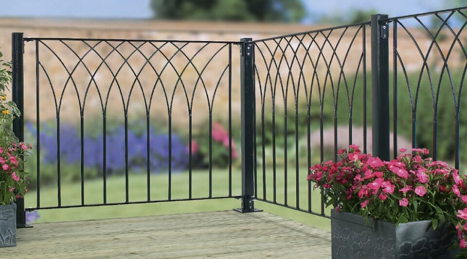image 1 of Nova Decking Fence Panel - Solid Steel - FIts Gap of 1130 mm x 813 mm High - Electro Galvanised/Black Powder Coated | Black | 1