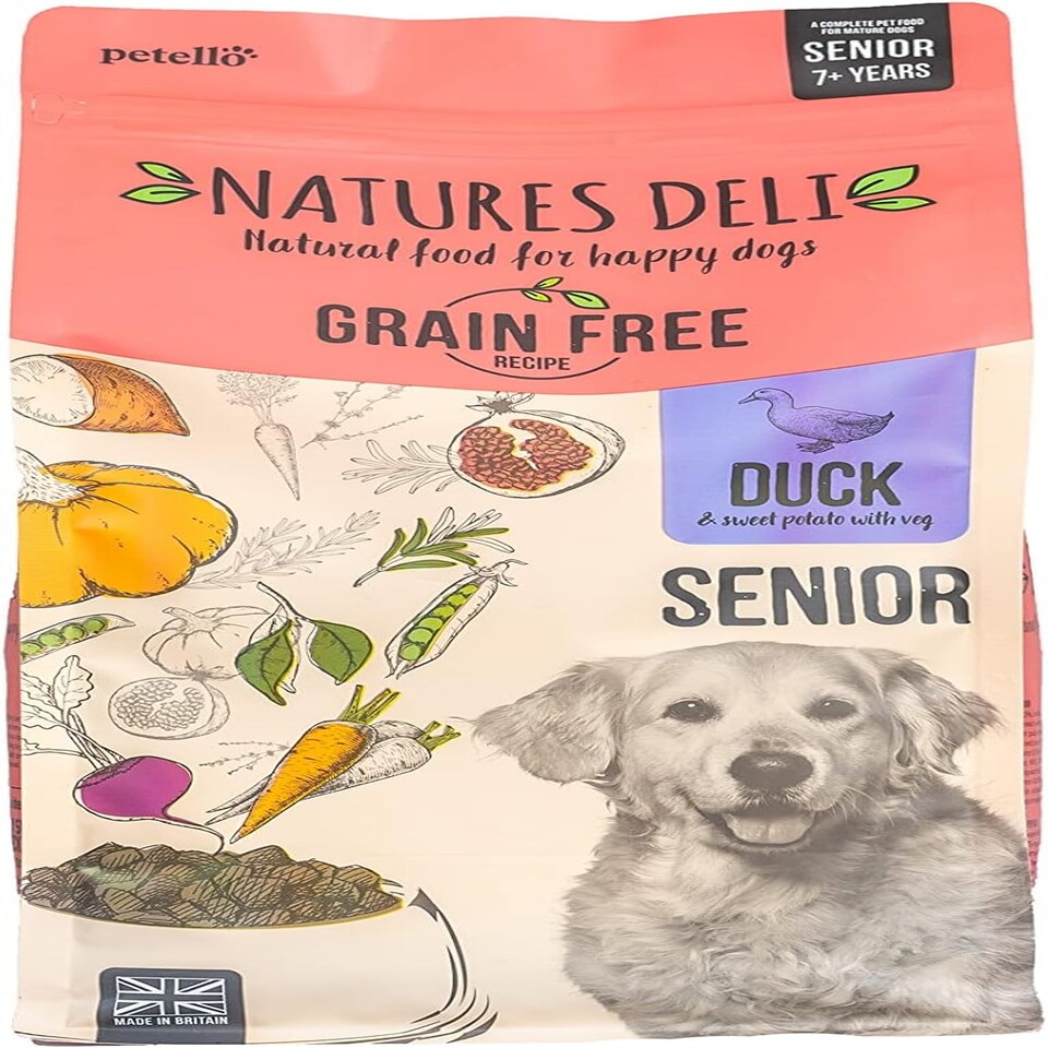 image 1 of Natures Deli Senior Dry Dog Food, Grain Free Natural Complete Hypoallergenic Food for Dogs, Suitable for All Breeds Aged 7 Plus, Duck and Sweet Potato - 2 kg