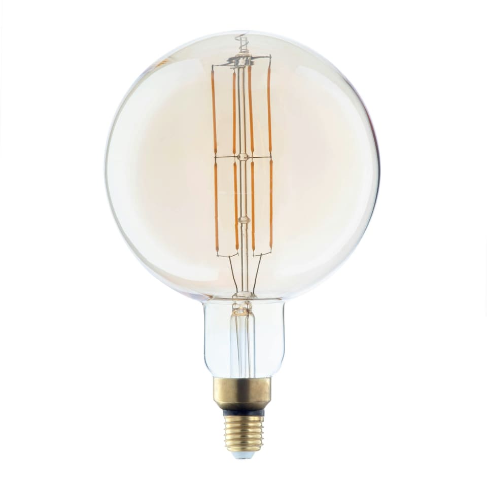 image 1 of BHS 6 Watt LED Oversized Vintage Style ES E27 Globe Filament Bulb, Amber