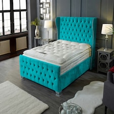Colleen Plush Teal King Bed Frame - Teal