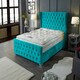 image 1 of Colleen Plush Teal King Bed Frame - Teal