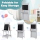 image 7 of COSTWAY Foldable Easel Kids 3-in-1 Double-sided Art Easel w/Chalkboard-Grey
