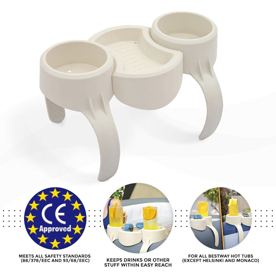 image 1 of BESTWAY LAY-Z SPA HOT TUB ACCESSORIES 2X CUP DRINKS HOLDER & SNACK TRAY