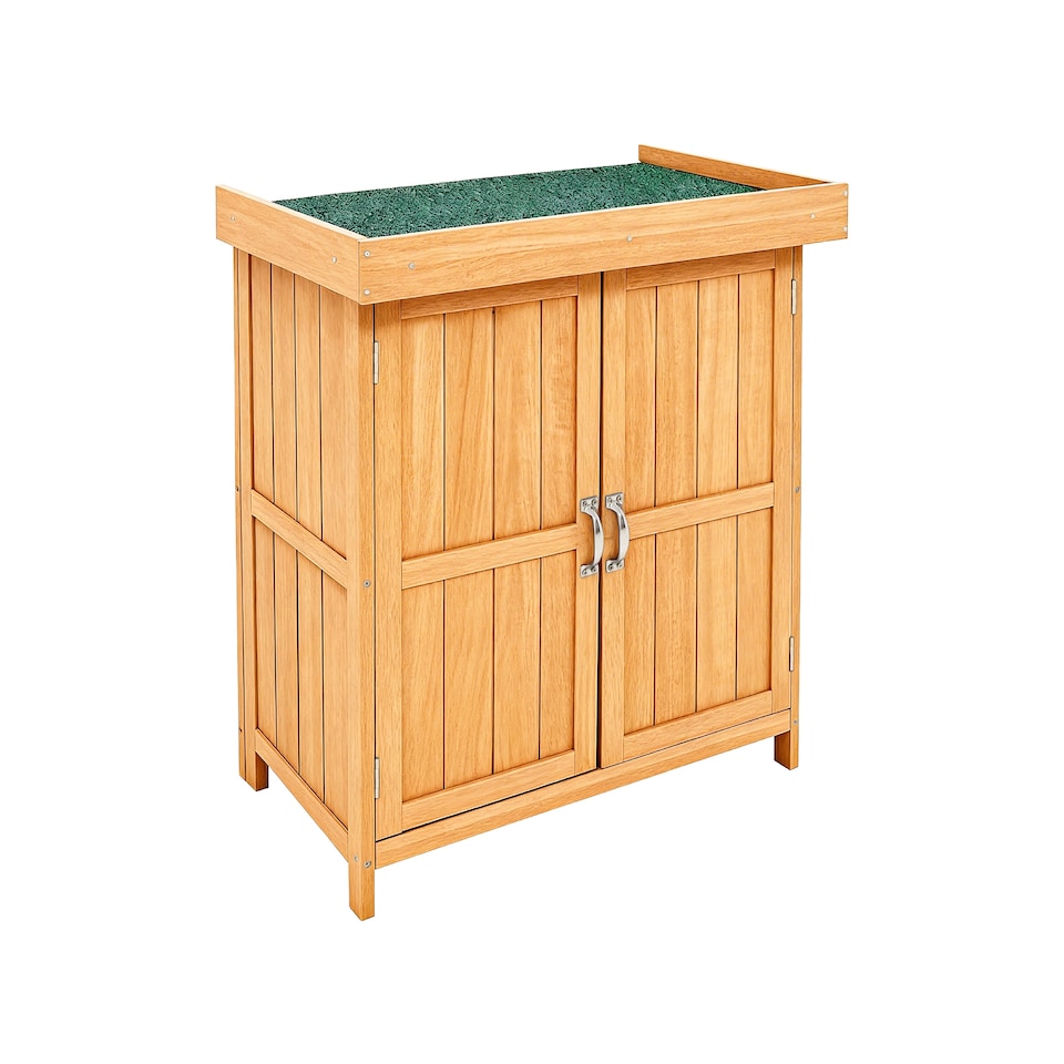 image 1 of Groundlevel Double Front Doors Wooden Garden Potting Shed With Internal Shelf | Cream | Natural