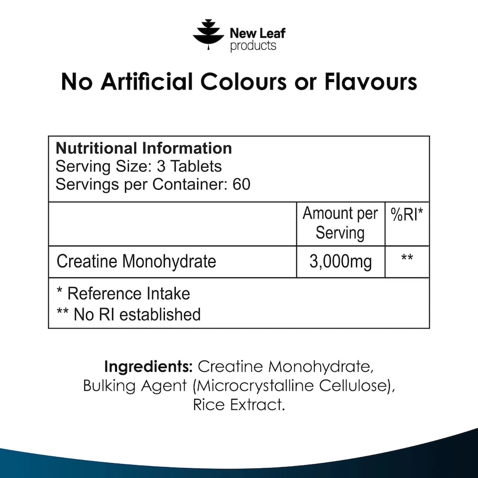 image 1 of New Leaf Creatine Monohydrate Tablets 3000mg P/S, 2-months Supply
