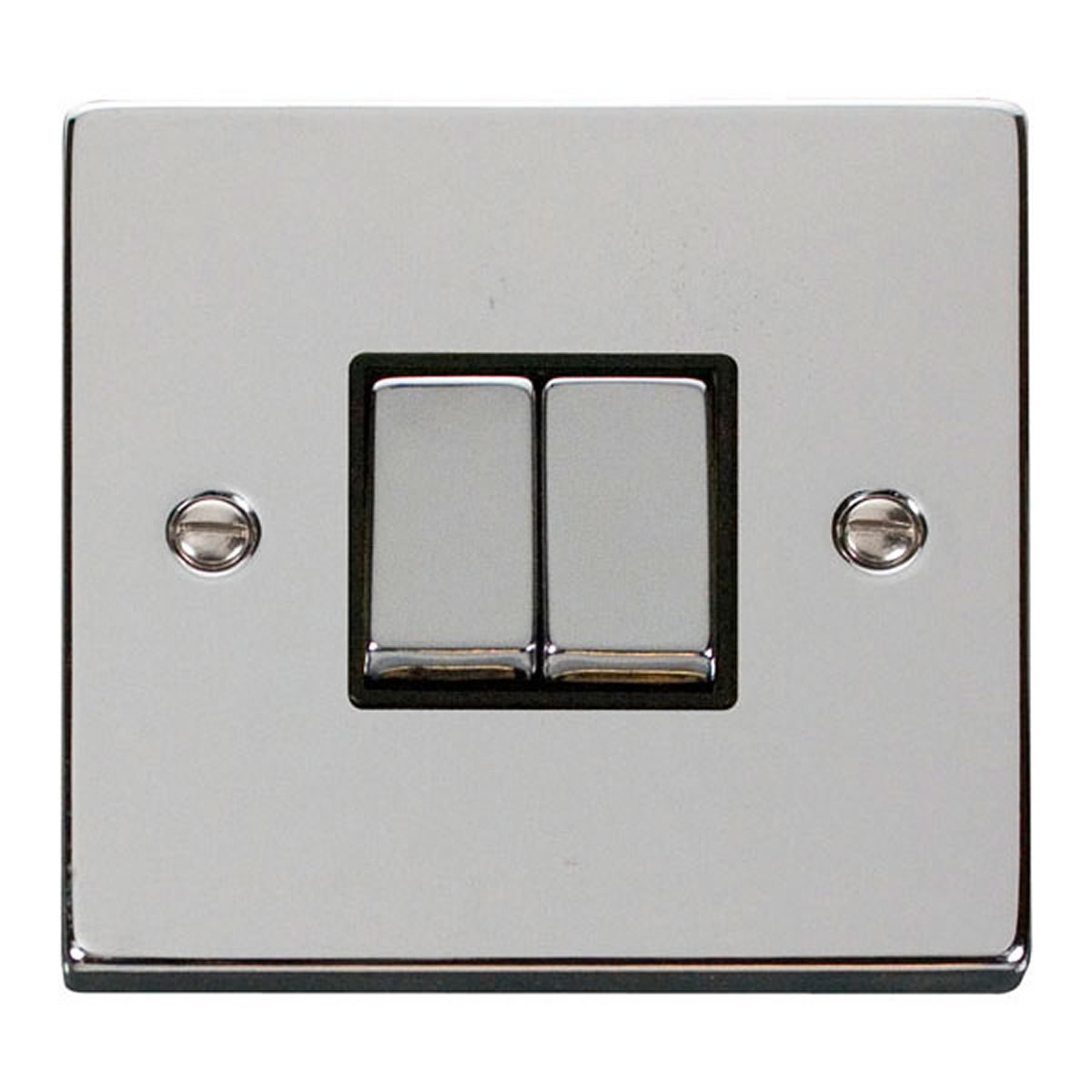SE HOME Polished Chrome 10A 2 Gang 2 Way Ingot Light Switch Chrome Polished Chrome