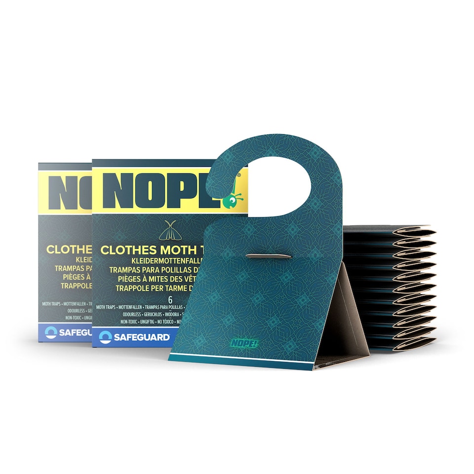 image 1 of NOPE Clothes Moth Traps (x12) Odourless Non-Toxic Pheromone Sticky Trap For Cupboards, Drawers & Clothes - Child & Pet Safe