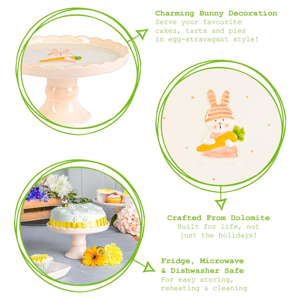 image 1 of Nicola Spring Easter Bunny Cake Stand - 18cm - White | White | White