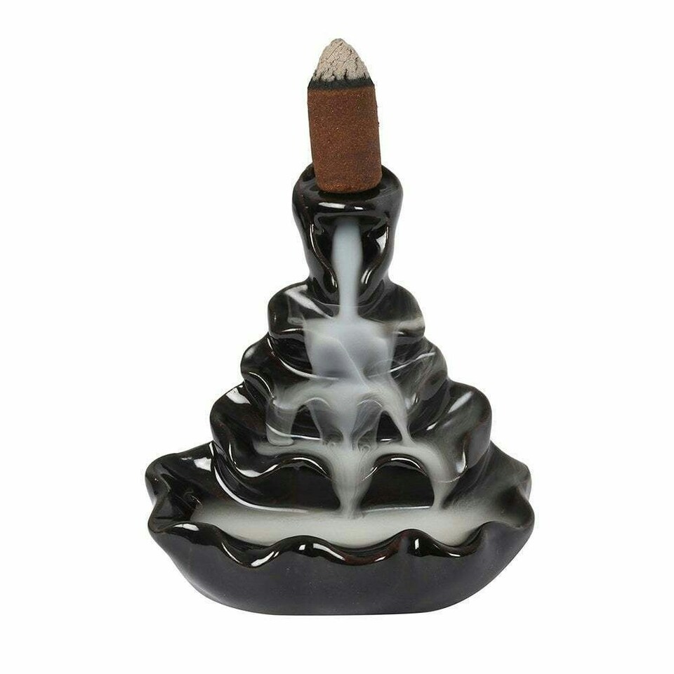image 1 of Something Different 4 Tier Backflow Incense Burner - Black - 8cm x 8cm x 6cm